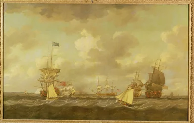 English Ships Coming to Anchor in a Fresh Breeze